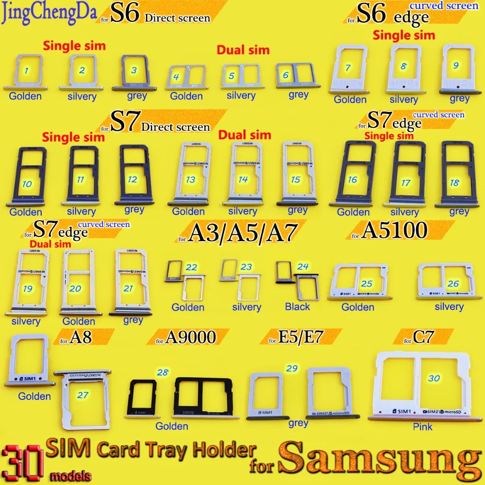 

JCD Sim Tray Holder For Samsung Galaxy S7 S7 elge Single / Dual SIM Card Reader Tray Holder Slot Replacement Part