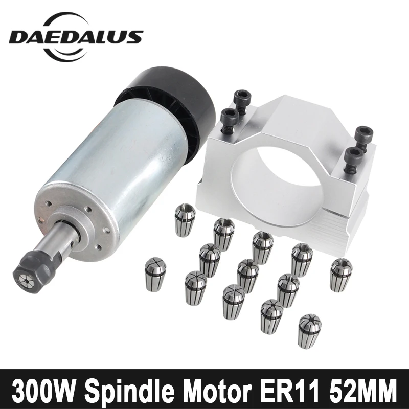 

300W CNC Spindle Motor ER11 Air Cooled Spindle DC Router Kit 52mm Clamp Router Kit 0-400Hz For Engraving Wood Carving PCB Drill
