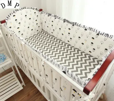 

Promotion! 5PCS Cartoon Nice Quality Baby Bedding Crib Set,Baby Bed Around (4bumper+sheet )
