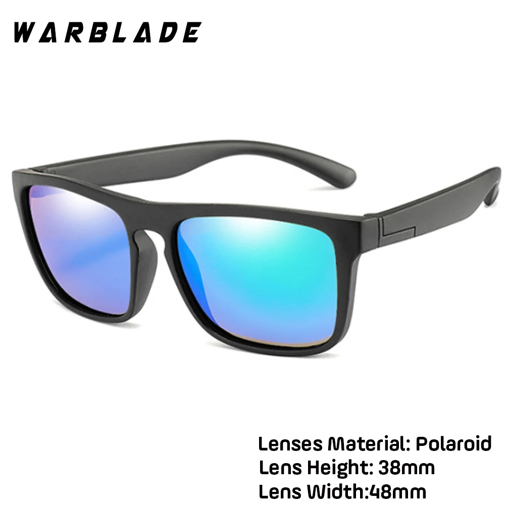 WarBlade Children Square Polarized Sunglasses Kids Silicone Safe TR90 Sun Glasses Girls Boys UV400 Coating Mirror Gafas de sol