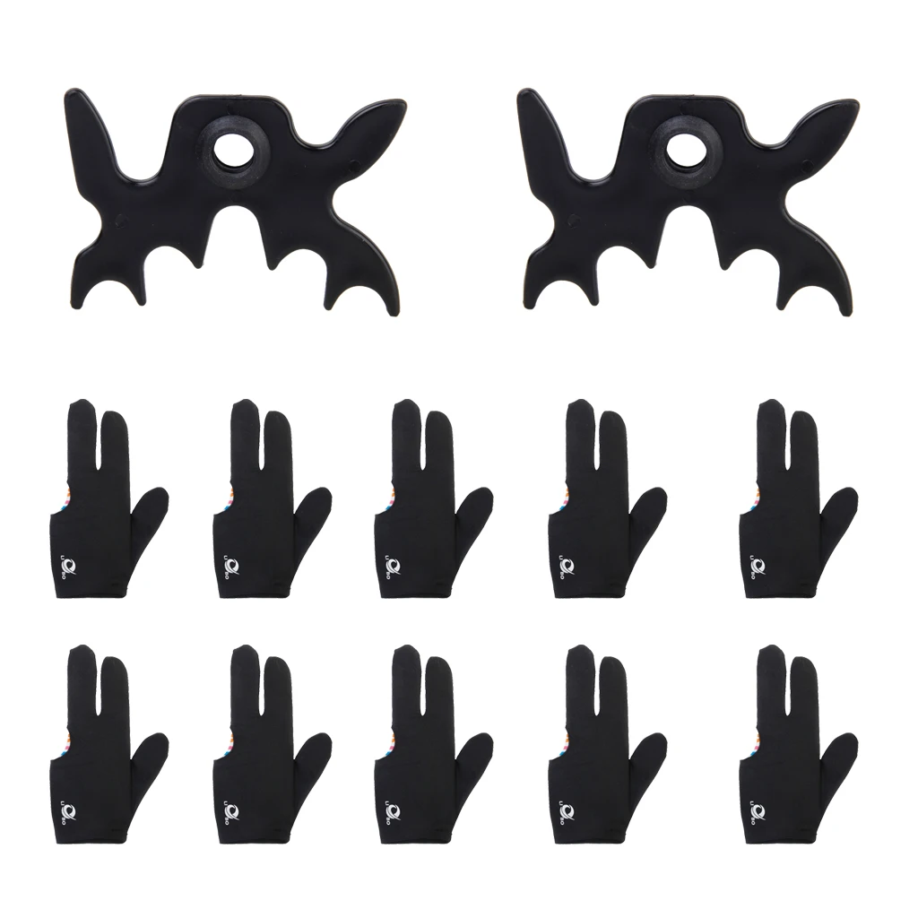 10 Pieces 3 Finger Billiard Snooker / Pool Cue Glove + Pool Cue Bridge Head Snooker Billiard Accessories for Men and Women
