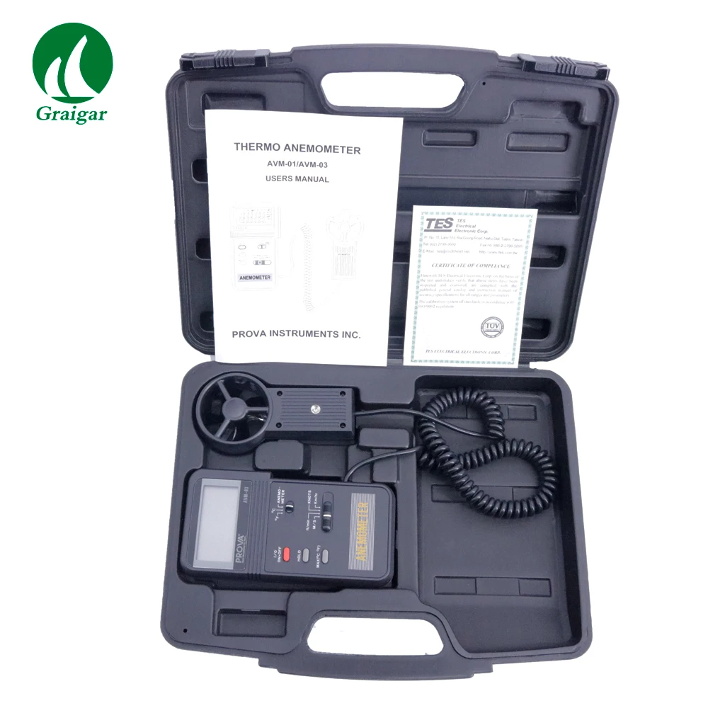 

Handheld Digital Anemometer Digital Wind Speed Gauge Air Flow Meter AVM-03 Measuring Range 0.0-45m/s