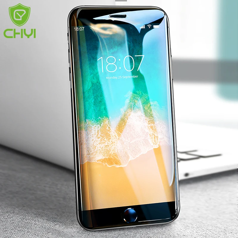 Изогнутое стекло CHYI 5D для Iphone 7 6 6s защита экрана олеофобное покрытие 9H закаленное
