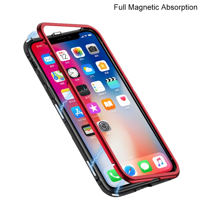 

Back+Front Full Magnet Metal Cover For Coque iPhone X 10 7 8 Plus Tempered Glass Clear Phone Case For iPhone 8 7 Plus Metal Case