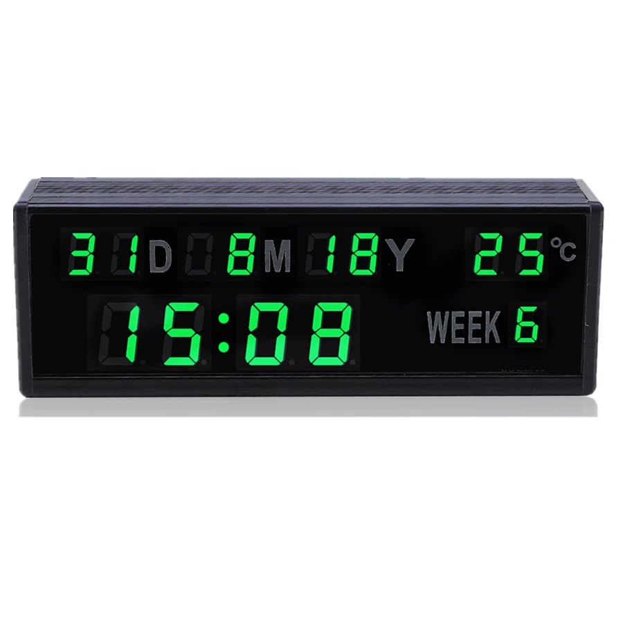 

Aluminum alloy led electronic digital calendar clock Modern minimalist clock large font bedroom clock Desktop thermometer clock