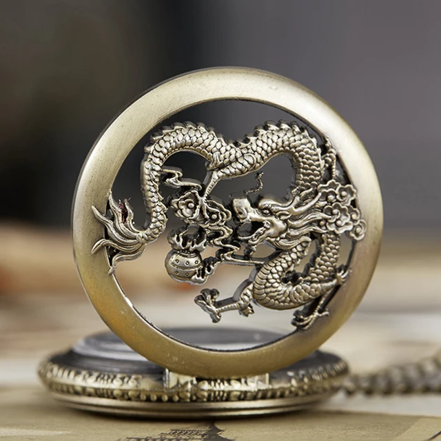 Dragon Pocket Watch Fob Chain Quartz Necklace Watches Cartoon Comics Male Open-f Dragon Pocket Watch Fob Chain Quartz Necklace Watches Cartoon Comics Male Open-f