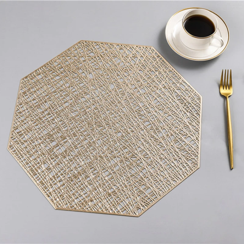 2019 Creative Octagon Hollow Out Heat Proof Table Mat Pvc Placemat