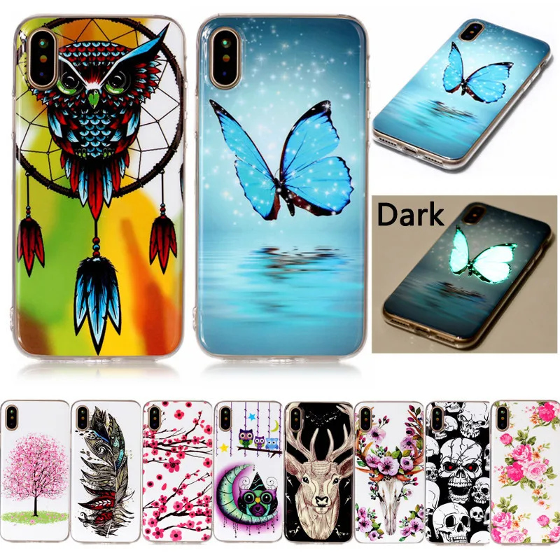 

For iPhone8 Iphone 8 Case Cute Anime Animal Luminous Silicone TPU Gel Soft Back Cover Case for iPhone 8 iPhone8 5.8" Soft Cover