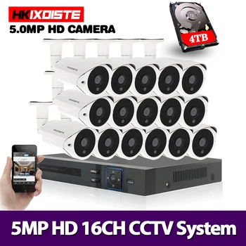 

16CH Surveillance System 16 5.0MP Outdoor Security Camera 16CH CCTV DVR Kit Video Surveillance iPhone Android Remote View
