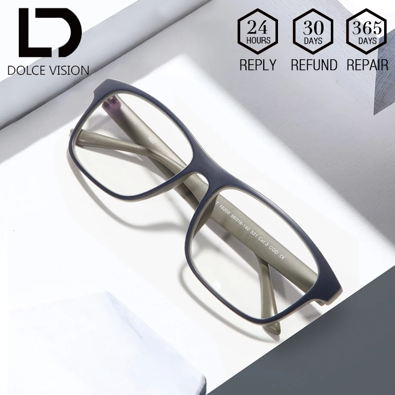 DOLCE VISION Original Retro Degree Myopia Glasses Men Classic Design Polarized Prescription