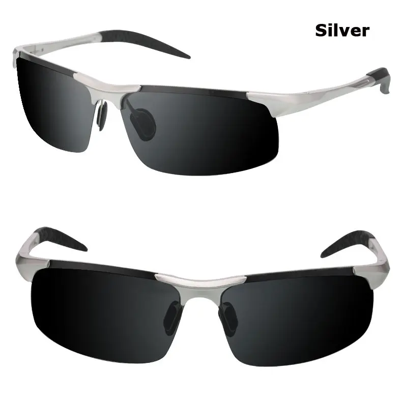 Мужские поляризационные солнцезащитные очки алюминиевая магниевая оправа для вождения автомобиля солнцезащитные очки UV400 поляризационные очки Стиль очки - Цвет линз: Серебристый