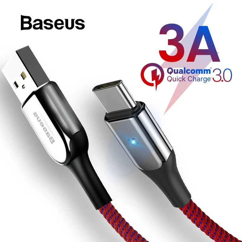 

Baseus X-type Light Type C Cable For Samsung Galaxy S9 S8 3A Fast Charging For Huawei P20 Xiaomi Mi8 Data Sync LED USB C Cable