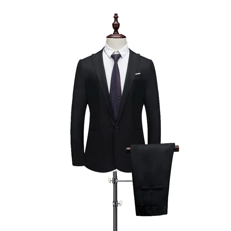 

MoneRffi 2019 Men's Fashion Slim Fit Suits Plus Size Men's Business Casual Groomsman 2pcs Wedding Suit Jacket Pants Trousers Set