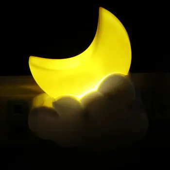 

Lovely Cartoon LED Moon Cloud Shape Night Light Light Sensor Children Baby Bedroom Lamp Home Decoration Wall Socket Lamp