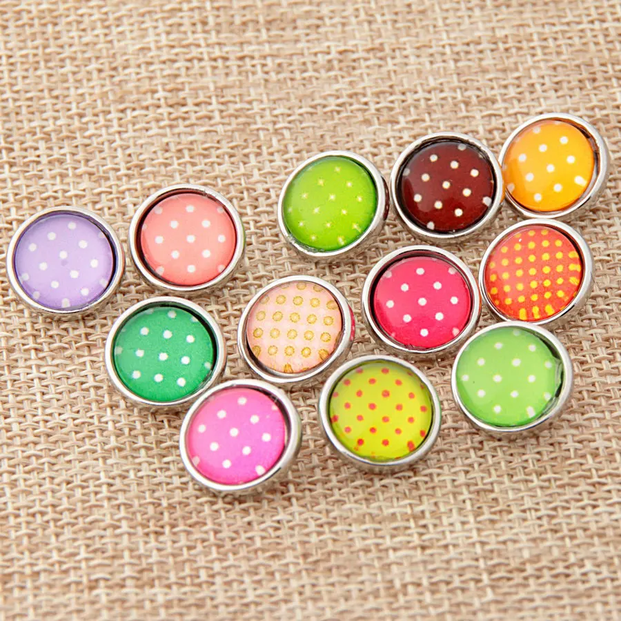 10pcs 12mm Snap Buttons Dot Spot Pattern Replaceable Snap Button Parts