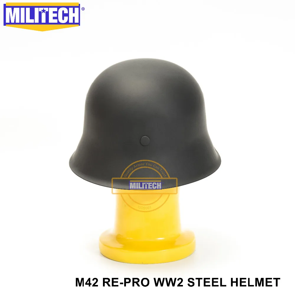 MILITECH Черный WW2 Немецкий M42 Стальной шлем WW II M42 Repro немецкий шлем мотоциклетный защитный шлем 2 мировая война коллекционный шлем