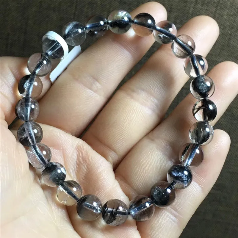 Natural Brookite Platinum Silver Rutilated Quartz Bracelet  (5)
