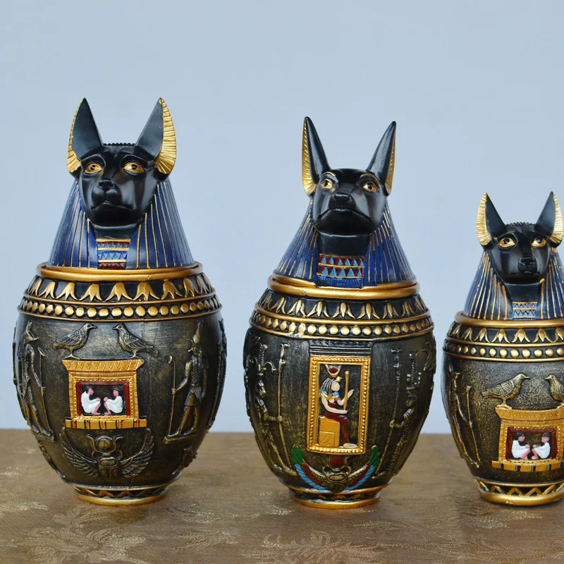 Ancient Room Decor Egypt Cat God Canopic Jar Storage Figurines Pharaoh Saint Just6F
