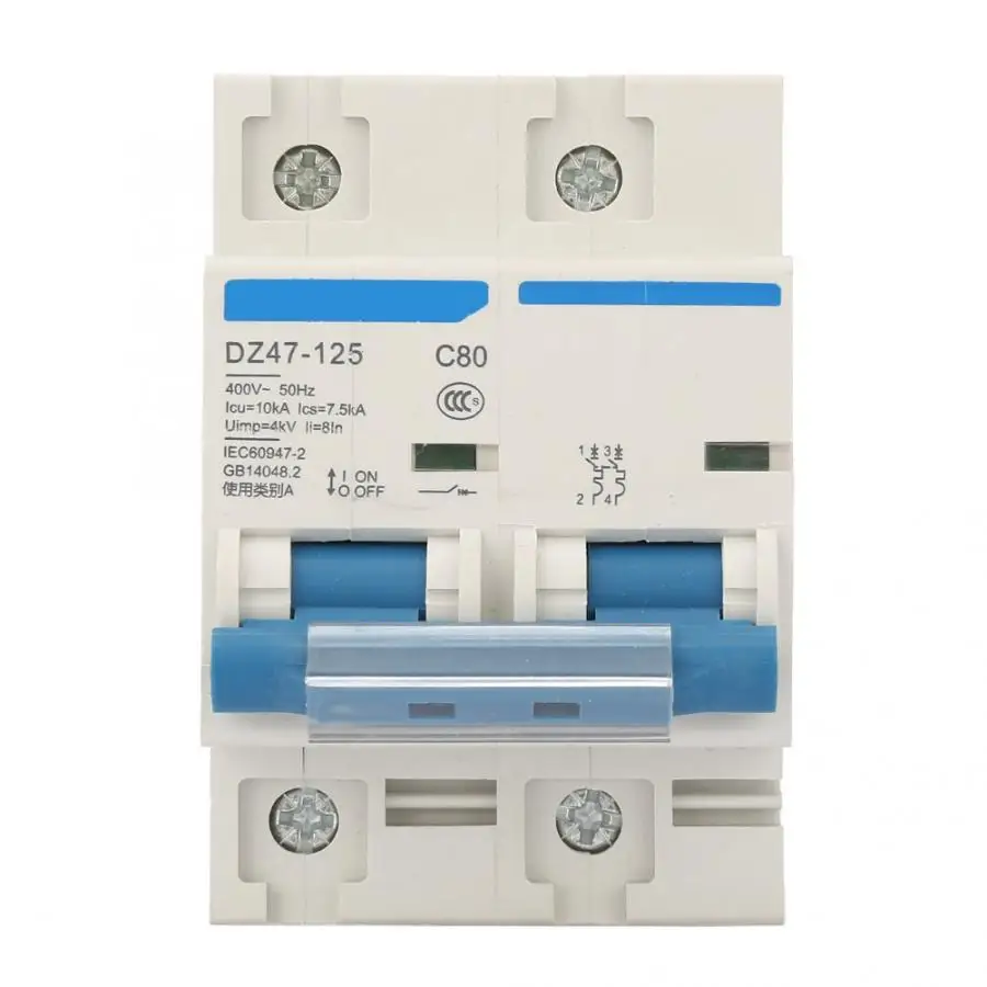 400 в 80/100/125A переключатель утечки DZ47-125 2P ток миниатюрный автоматический выключатель