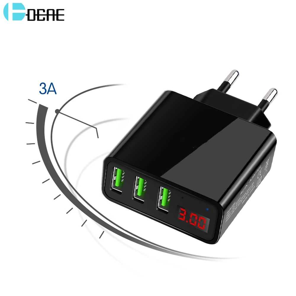 

3 USB Port Wall Phone Charger For Xiaomi 5V 3A Fast Travel Adapter For iPhone Samsung EU/US Plug Mobile Phone Three USB Charger