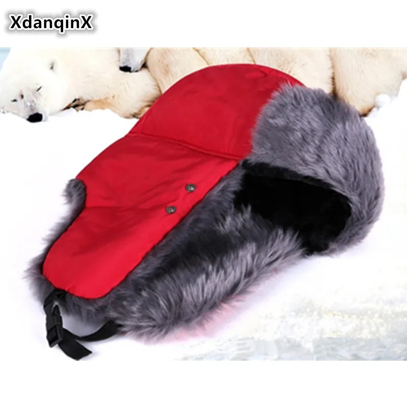 

XdanqinX 2019 Winter Women's Warm Hat With Mask Men's Plus Velvet Thickened Fluff Bomber Hats Windproof Cycling Ski Caps Unisex