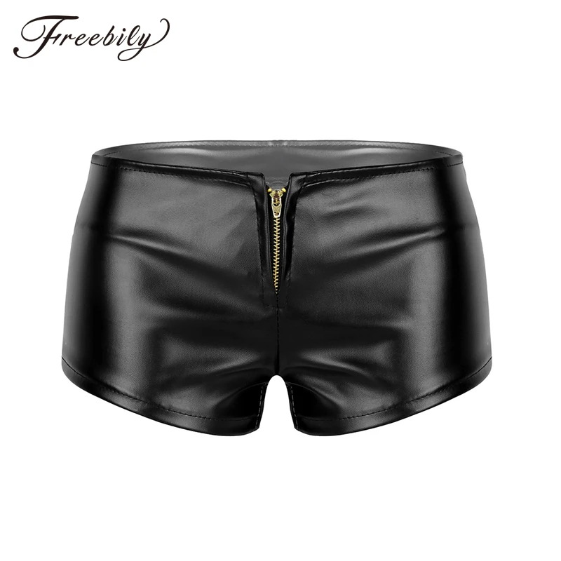 black leather hot pants shorts