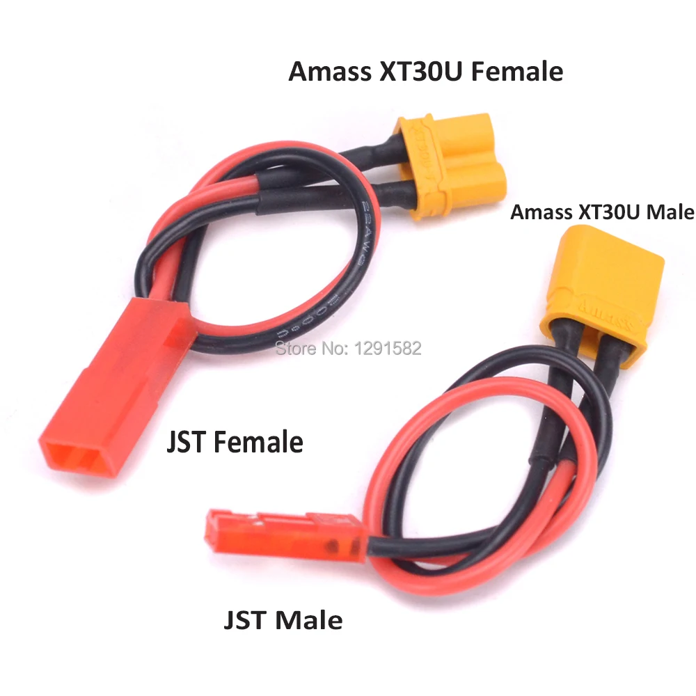 Amass XT30U XT30 мужской/женский разъем для JST с 22AWG силиконовый провод зарядный кабель