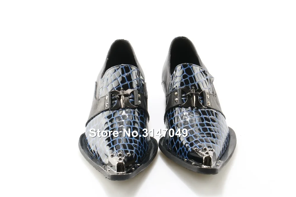 Итальянские кожаные Мужская модельная обувь в полоску металла острый носок Мужская обувь Роскошные Мужская официальная Вечеринка обувь