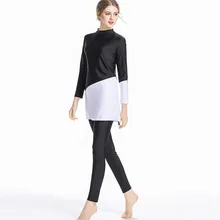 Женский мусульманский купальный костюм с крышкой, однотонный купальник с узором женская пляжная одежда