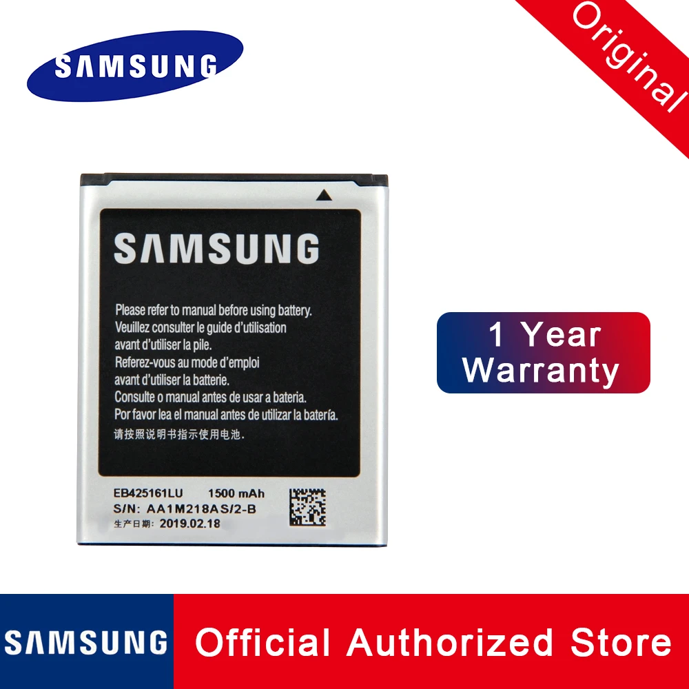 Оригинальный сменный аккумулятор EB425161LU для Samsung Galaxy s3 mini ace 2 i8160 тренд Duos s7562 8190 1500