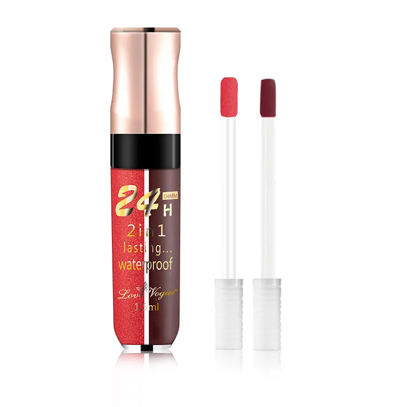 

Double color Liquid Matte lipstick medley 2 in1 Matt metal Glitter lipstick waterproof Shimmer Red Lip 24 hour Lipstick Makeup