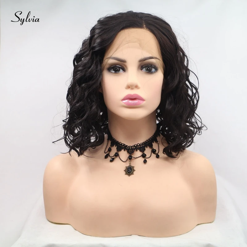 Sylvia 4 # короткие вьющиеся волосы светло-коричневый парики синтетические Синтетические волосы на кружеве парик для Для женщин жаропрочных