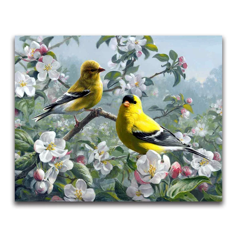 5D DIY Diamond embroidery Gardenia tree full round Diamond mosaic yellow bird Full square Diamond painting Cross stitch flowers