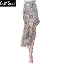 Шифоновые юбки с оборками, одежда женский эластичный пояс, длинные юбки, женская элегантная для работы в офисе, асимметричные юбки для вечеринок