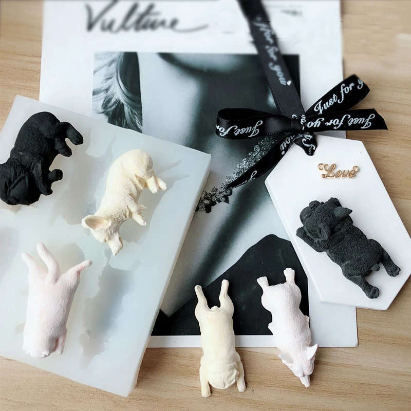 Безопасность DIY воск для ароматерапии силиконовая форма милый 3D Кот коки бульдог