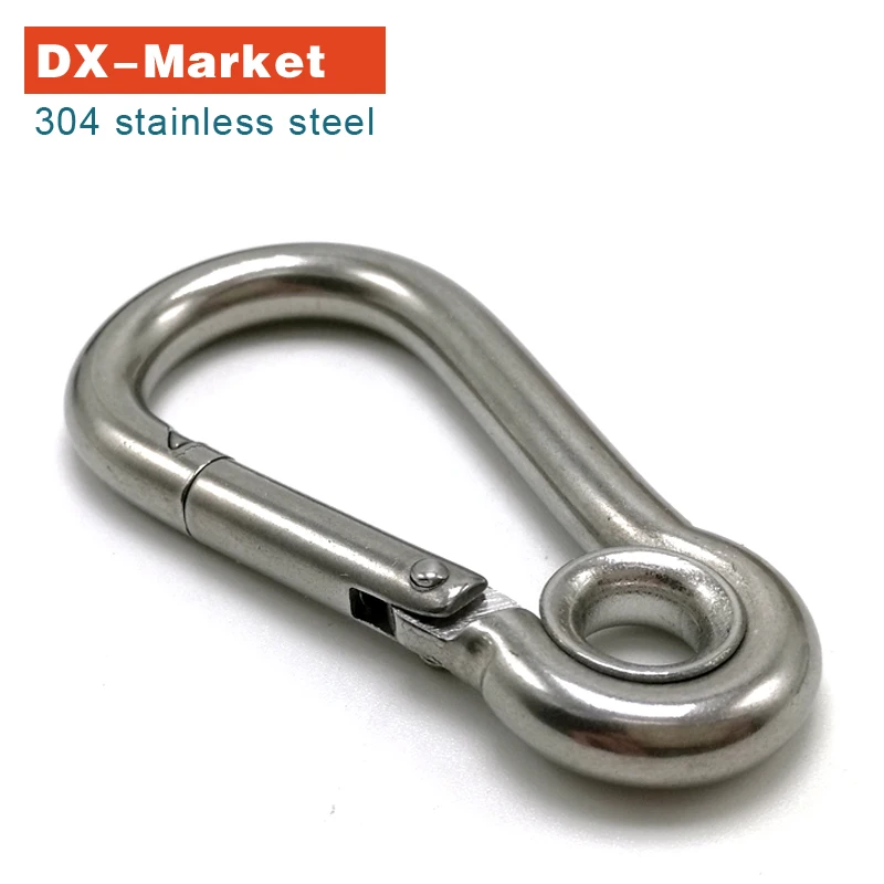 m10 , 5pcs , m10*100 carabiner hook with circular ring , 304 stainless steel Wire rope hookin