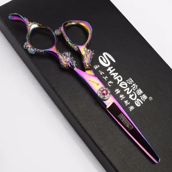 

6 inch Professional Japan 440c rainbow hair scissors set cutting shears thinning barber scissor hairdressing scissors