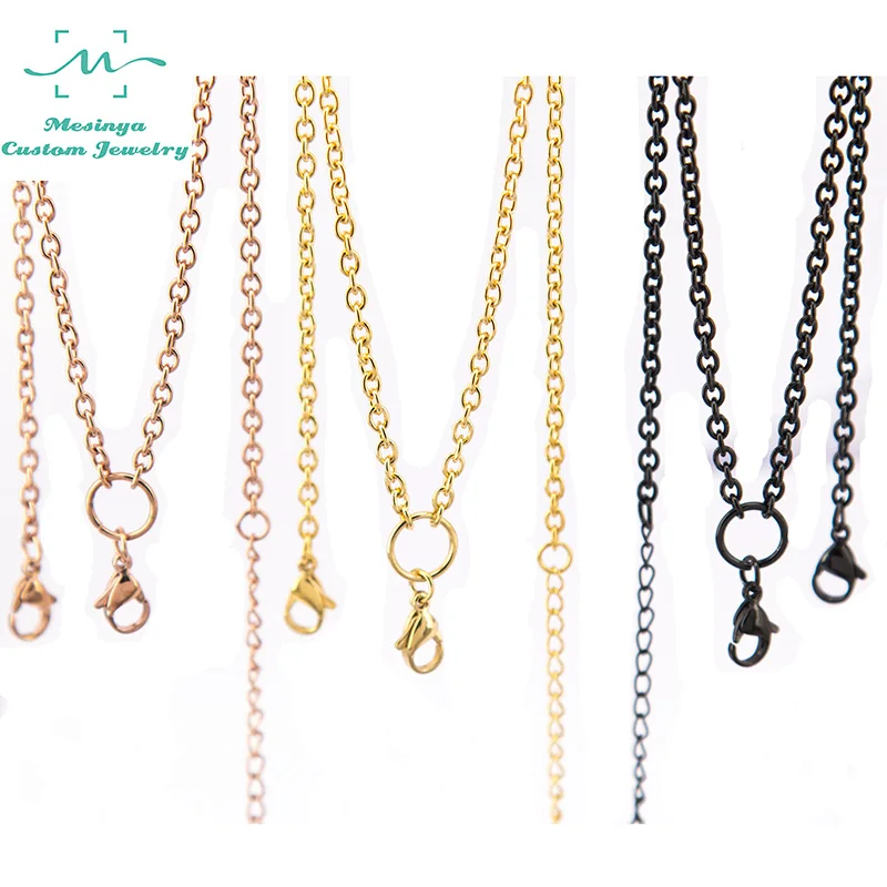 10pcs-18-2-adjust-3mm-width-flat-oval-cable-O-jumpring-316L-stainless-steel-chain-necklace