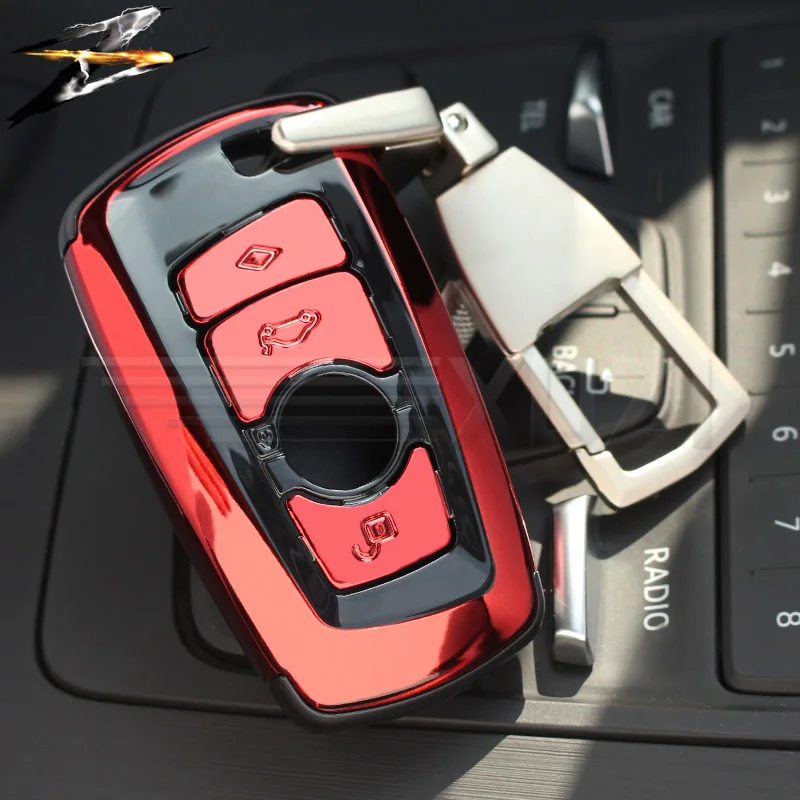Высокое качество ABS пульт дистанционного управления чехол для ключа автомобиля чехол для ключей для BMW 1234567 серии F07 F10 F11 F20 F25 F26 F30 F34 X3 X4 M3 M4 стайлинга автомобилей - Название цвета: red Plus Keychain