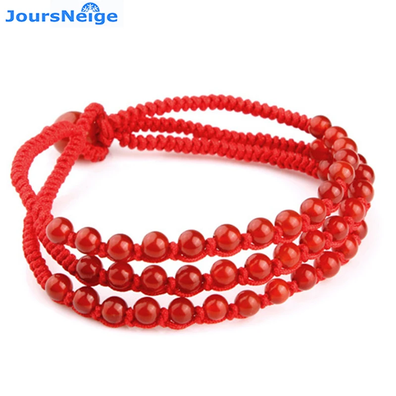 

Wholesale Third Red Bracelets Crystal Hand made Three Rows Of Red Rope Bracelets Female Models New Year Lucky Jewelry