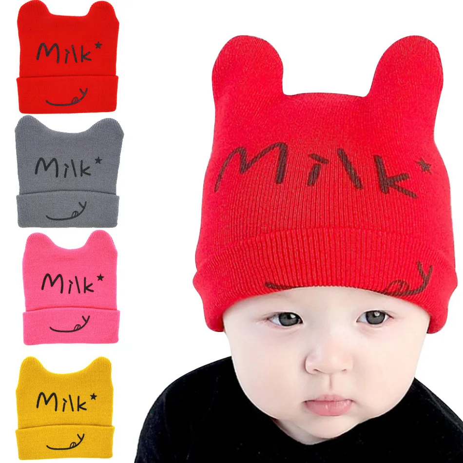 Korean Baby Child Spring And Autumn Hats Kitty Ears Hat Baby Cotton Set