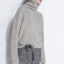 High collar thick needle new cashmere sweater female pullover sweater thick loose bottoming sweater