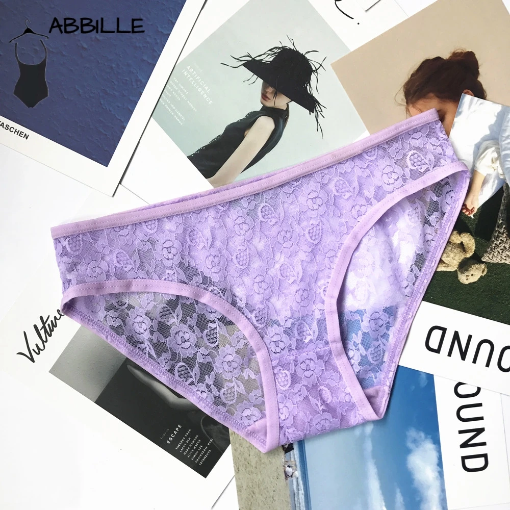 European Seamless Transparent Panties - Sexy Lace Underwear for Women - String Hollow Out Lingerie with Crotch - Cotton Briefs image 5