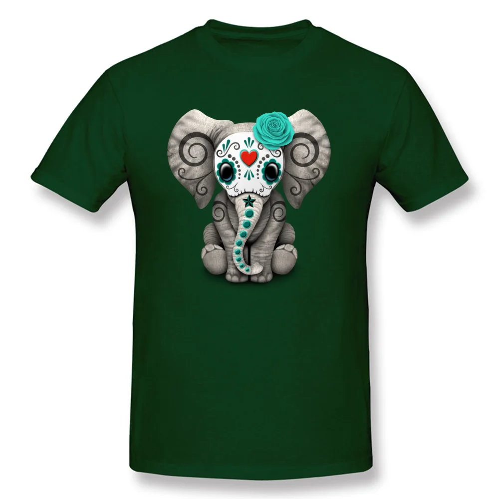 Comics Tshirts Family Short Sleeve Printing Cotton Round Neck Men Tops Tees Casual Tee Shirts ostern Day Wholesale Blue Day of the Dead Sugar Skull Baby Elephant dark