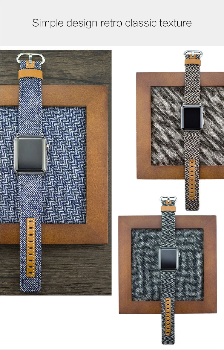 Браслет для Apple Watch 42 мм 38 мм 40 мм 44 мм кожаный тканевый джинсовый 1:1 ремешок для Apple iWatch серии 1 2 3 4 модный ремешок