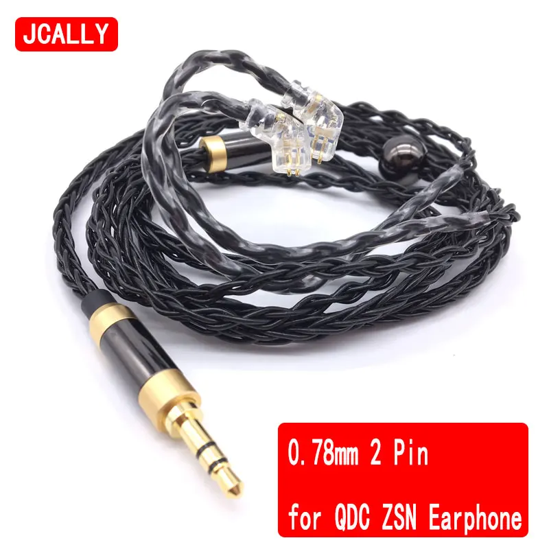 Jcally 8strands супер прочная леска кабель 0,78 мм 2 Pin для QDC ZSN наушники гарнитура 2,5 мм 3,5 мм 4,4 мм пользовательский кабель для наушников для IPhone IOS и Android