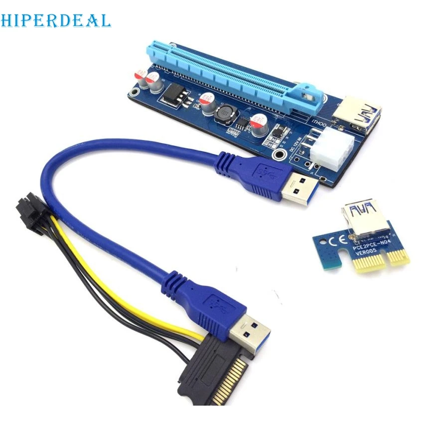 Good Sale USB3 0 PCI E Express 1x To 16x Extender Riser Card Adapter SATA 6Pin