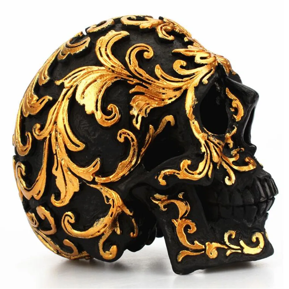 Маленький размер креативные розовые золотые цветочные узоры череп украшения Хэллоуин вечерние украшения для дома художественная статуя 301-0727