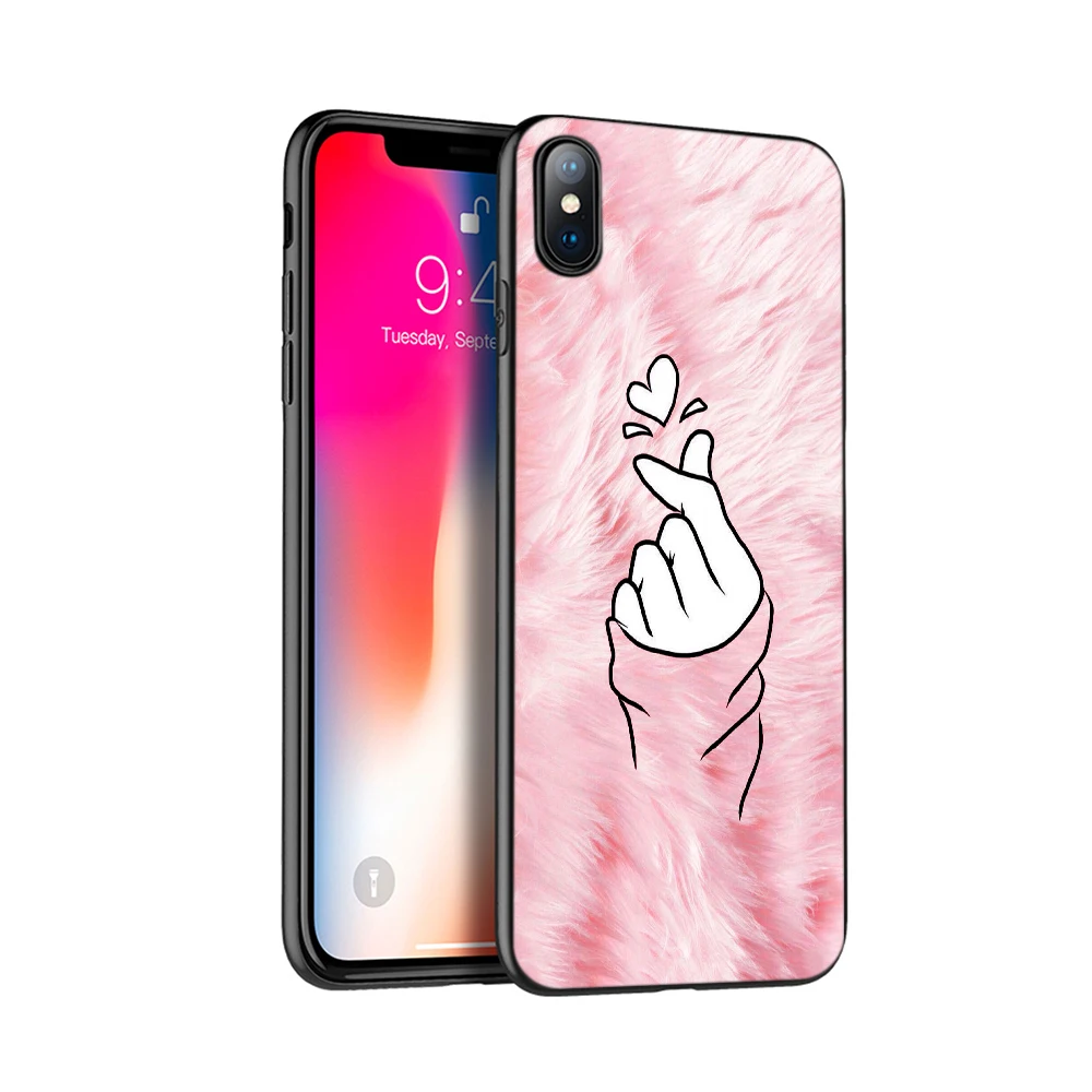 Черный чехол из ТПУ для iphone 5 с рисунком сердца 6 6s 7 8 plus x 10 XR XS 11 pro MAX черно