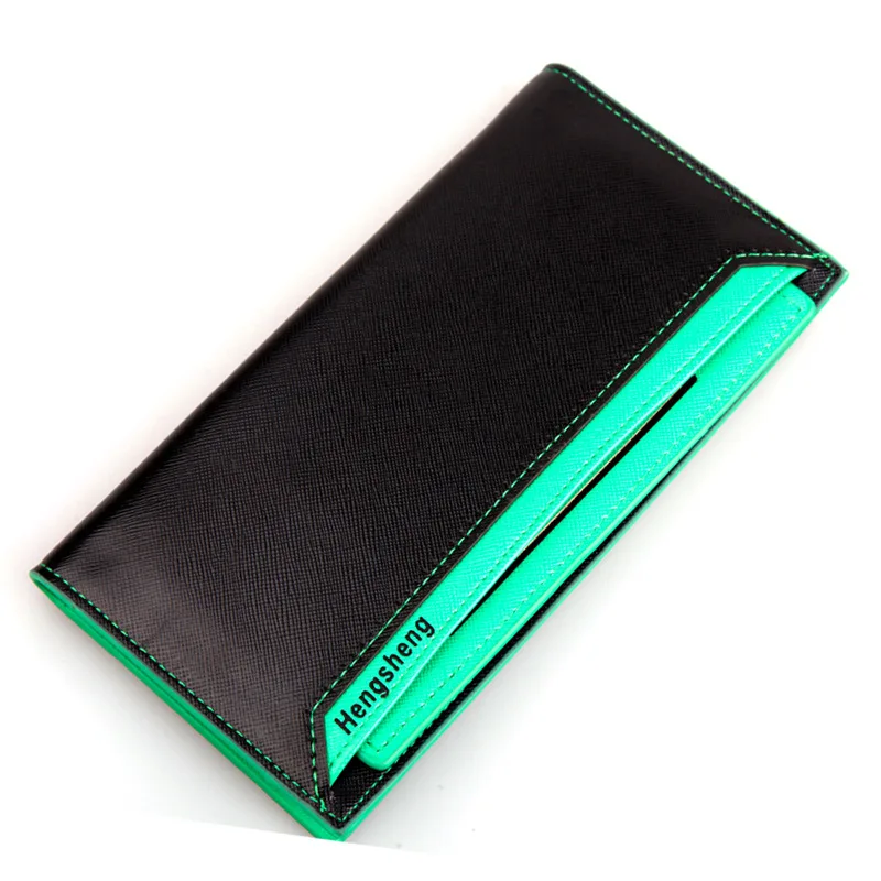 

QXMINGJIA Korea Fashion Long Unisex purse Business Pocket Luxury Brand purses Wallets Thin slim Genuine Card Coin Money Holder